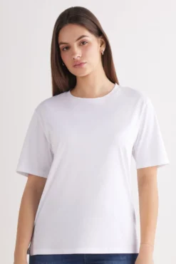 T-shirty|Bawełna>Intimissimi Koszulka z Krótkim rękawem z Elevated Cotton biały - 001 - biały