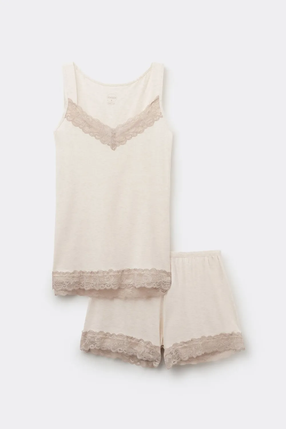 Piżamy Krótkie|Zestawy Piżam>Intimissimi Krótka Piżama Koszulka z Modalu z Koronką naturalny - 948j - beige melange