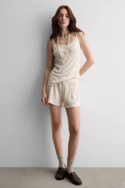 Odzież Domowa|Piżamy Krótkie>Intimissimi Krótka Piżama Sweet Pointelle różowy - 070k - almond rose melange