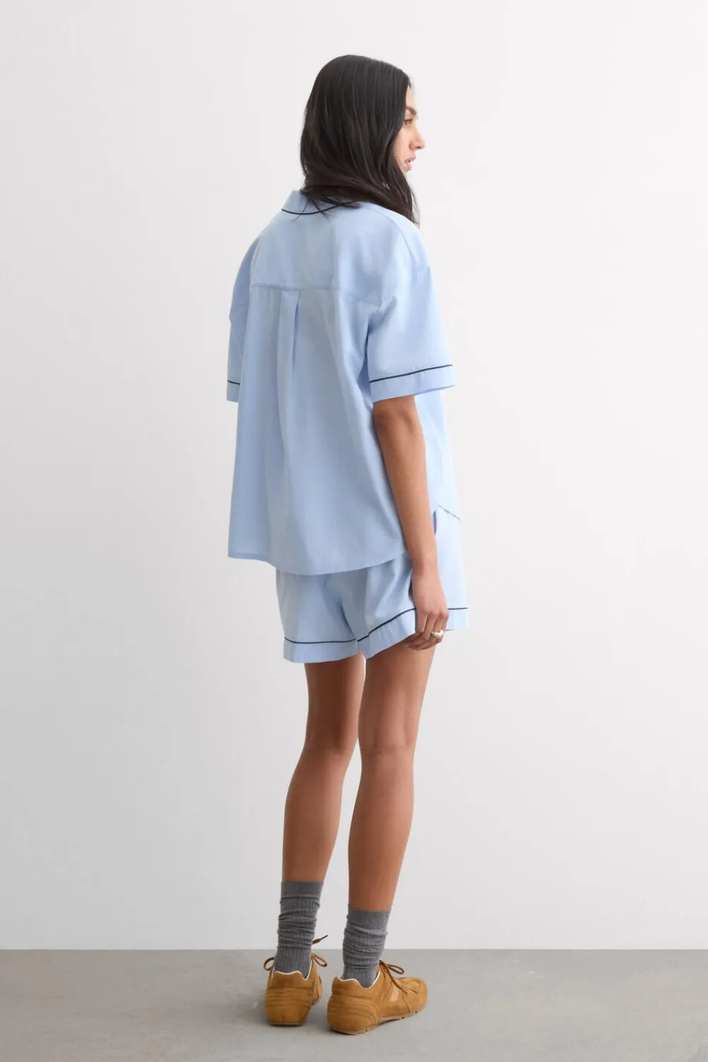 Odzież Domowa|Piżamy Krótkie>Intimissimi Krótka Piżama z Bawełny i Modalu Chambray NI niebieski - 067k - chambray blue