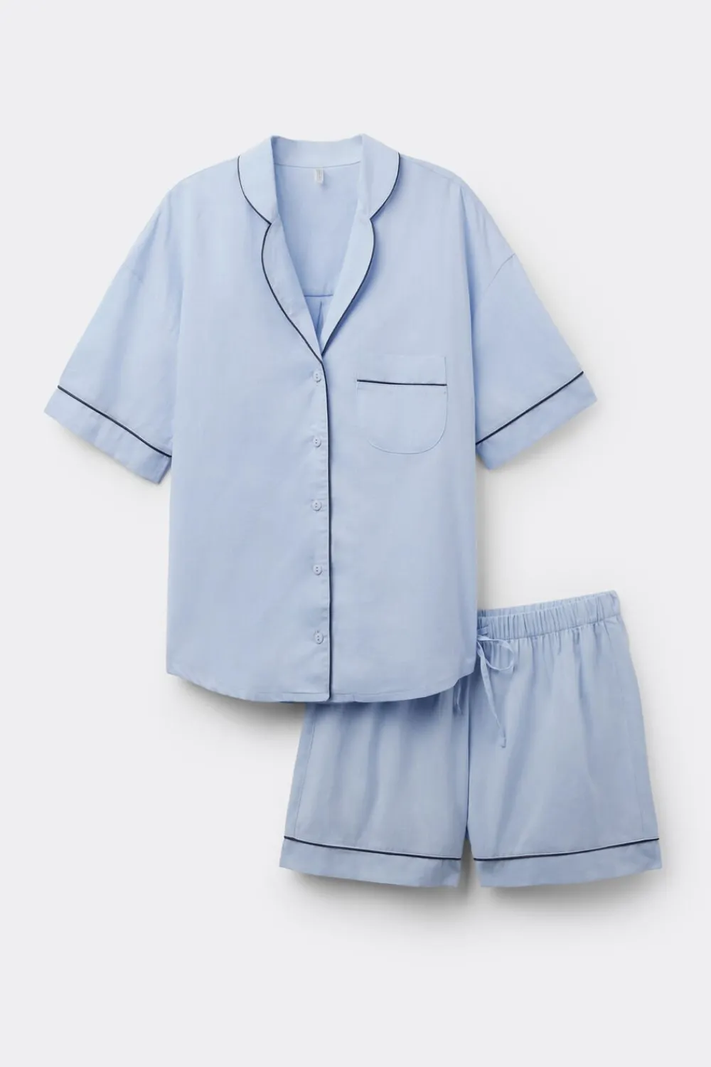Odzież Domowa|Piżamy Krótkie>Intimissimi Krótka Piżama z Bawełny i Modalu Chambray NI niebieski - 067k - chambray blue