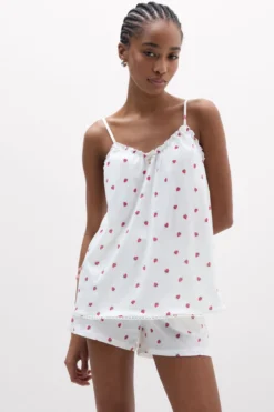 Piżamy Krótkie>Intimissimi Krótka Piżama z Koszulką na Ramiączkach z Bawełny Ultrafresh Sweet as a Berry - 114k - stampa berry