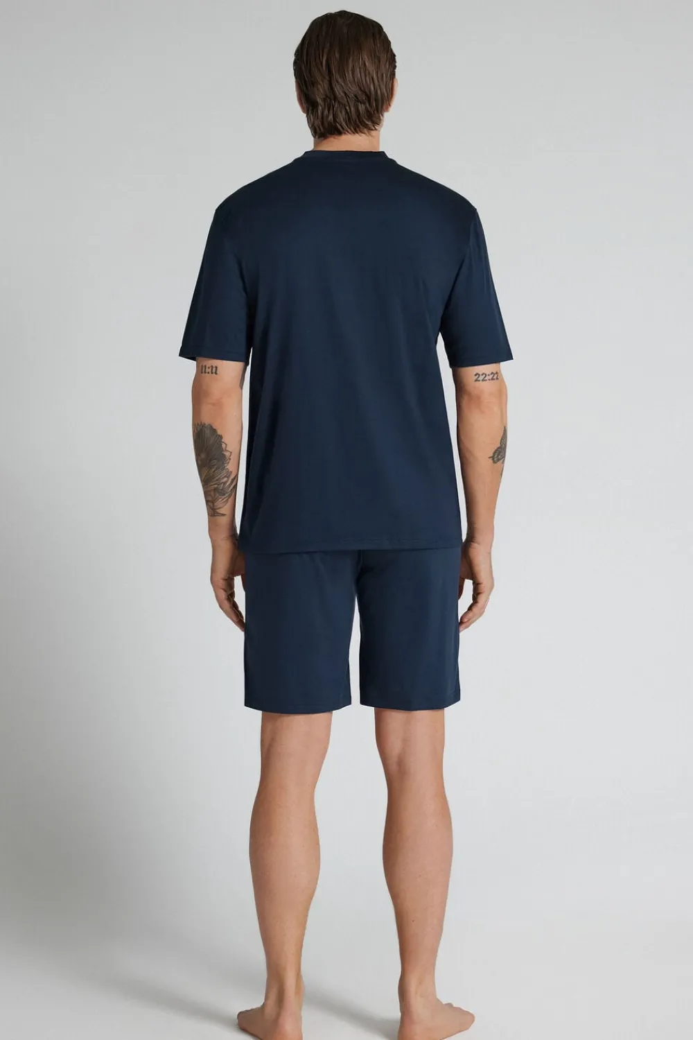Piżamy Krótkie|Merceryzowana Bawełna Filo Premium>Intimissimi Krótka Piżama z Merceryzowanej Bawełny filo Premium niebieski - 490j - blu navy