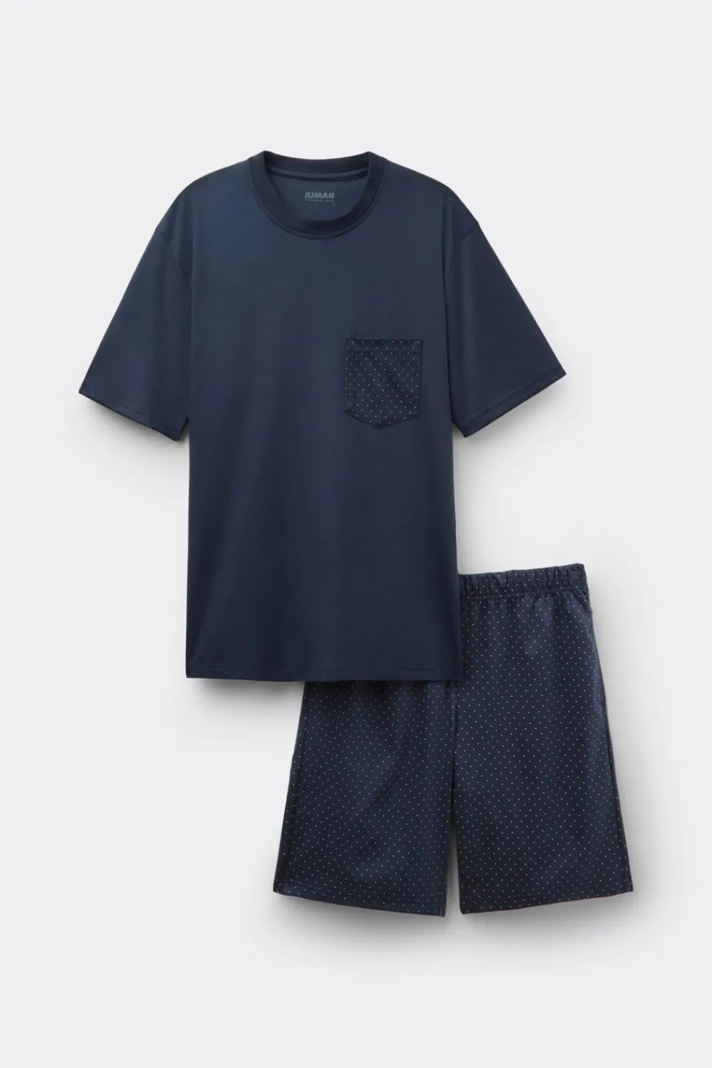 Piżamy Krótkie|Merceryzowana Bawełna Filo Premium>Intimissimi Krótka Piżama z Merceryzowanej Bawełny filo Premium z Nadrukiem w Groszki niebieski - 490j - blu navy