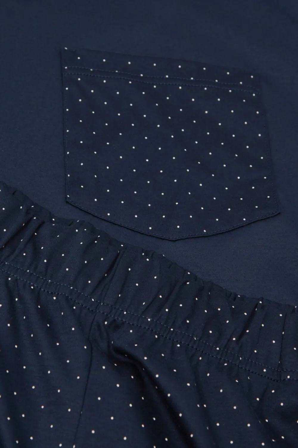 Piżamy Krótkie|Merceryzowana Bawełna Filo Premium>Intimissimi Krótka Piżama z Merceryzowanej Bawełny filo Premium z Nadrukiem w Groszki niebieski - 490j - blu navy
