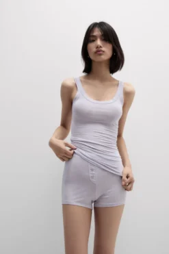 Odzież Domowa|Piżamy Krótkie>Intimissimi Krótka Prążkowana Piżama z Modalu Soft Lounge fioletowy - 056k - quartz lilac