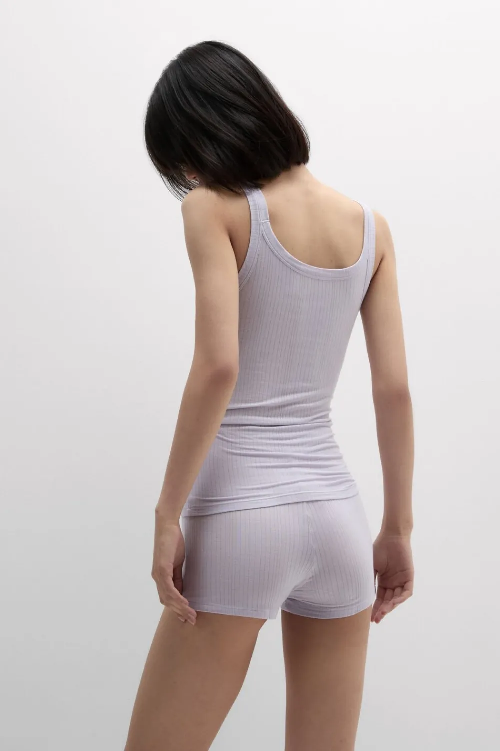 Odzież Domowa|Piżamy Krótkie>Intimissimi Krótka Prążkowana Piżama z Modalu Soft Lounge fioletowy - 056k - quartz lilac