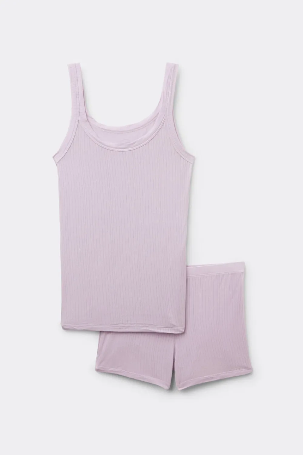 Odzież Domowa|Piżamy Krótkie>Intimissimi Krótka Prążkowana Piżama z Modalu Soft Lounge fioletowy - 056k - quartz lilac