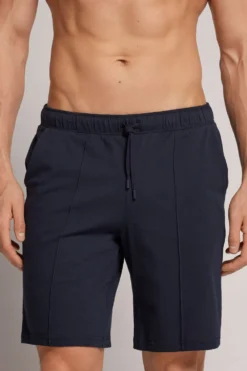 Spodnie>Intimissimi Krótkie Bawełniane Spodenki z Żebrowaniem niebieski - 800 - blu notte