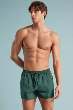 Bokserki Kąpielowe>Intimissimi Krótkie Bokserki Kąpielowe w Jednolitym Kolorze zielony - 4369 - verde scuro