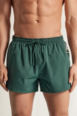Bokserki Kąpielowe>Intimissimi Krótkie Bokserki Kąpielowe w Jednolitym Kolorze zielony - 4369 - verde scuro