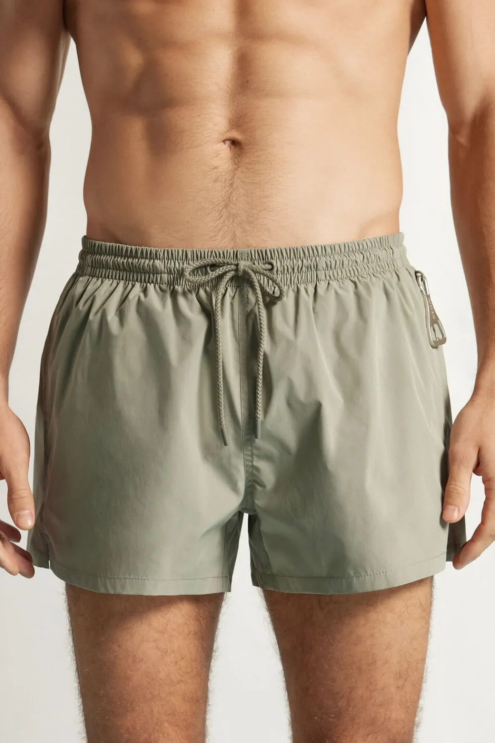 Bokserki Kąpielowe>Intimissimi Krótkie Bokserki Kąpielowe w Jednolitym Kolorze zielony - 180k - verde salvia chiaro