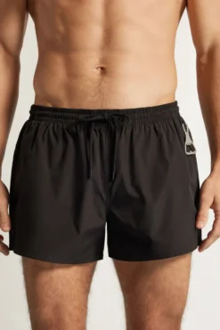 Bokserki Kąpielowe>Intimissimi Krótkie Bokserki Kąpielowe w Jednolitym Kolorze czarny - 019 - czarny