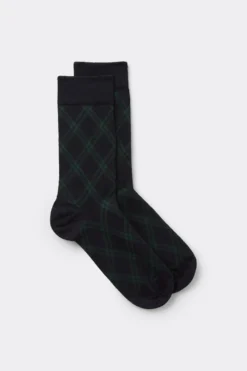 Skarpetki Krótkie>Intimissimi Krótkie Skarpetki z Bawełny Soft we Wzory wielobarwny - 733j - check blu scuro/verde
