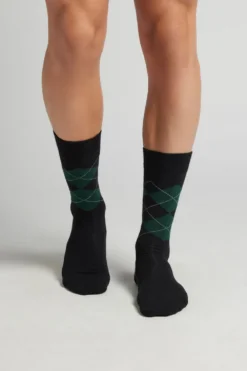 Skarpetki Krótkie>Intimissimi Krótkie Skarpety z Bawełny Soft czarny - 019k - burlington nero/verde