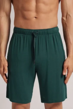 Spodnie|Soft Silk>Intimissimi Krótkie spodenki męskie z jedwabiu zielony - 132j - verde scuro