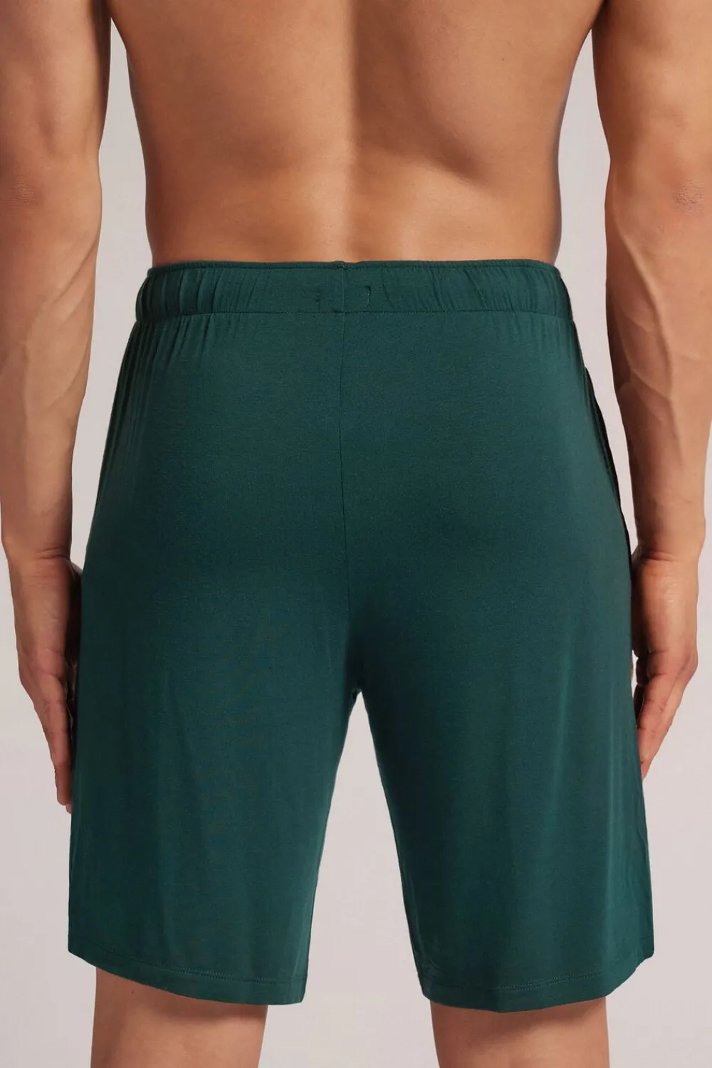 Spodnie|Soft Silk>Intimissimi Krótkie spodenki męskie z jedwabiu zielony - 132j - verde scuro