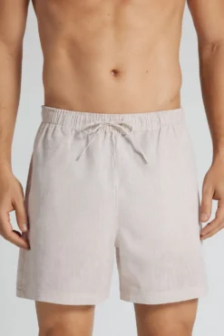 Spodnie|Len>Intimissimi Krótkie Spodenki Męskie z Lnu i Bawełny naturalny - 917i - lino