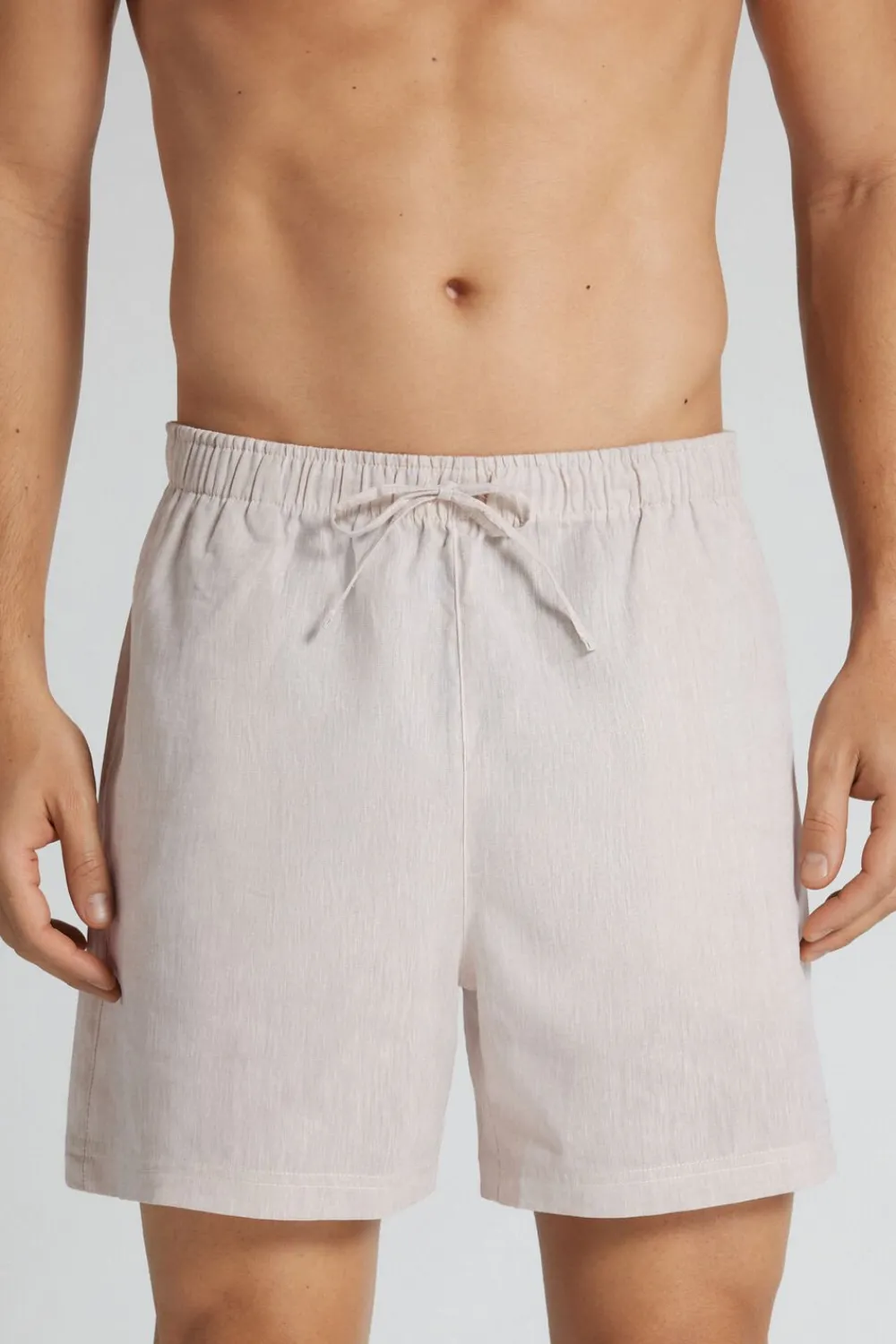 Spodnie|Len>Intimissimi Krótkie Spodenki Męskie z Lnu i Bawełny naturalny - 917i - lino