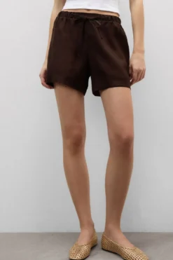 Legginsy / Spodnie|Len>Intimissimi Krótkie Spodenki zPłótna Lnianego The Pure Linen brązowy - 705j - brąz mokka