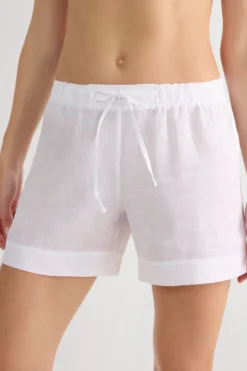 Legginsy / Spodnie|Len>Intimissimi Krótkie Spodenki zPłótna Lnianego The Pure Linen biały - 001 - biały