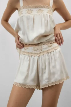 Odzież Domowa|Piżamy Krótkie>Intimissimi Krótkie Spodenki z Satyny Wiskozowej Midsummer Dream beige - 118k - natural/cream beige