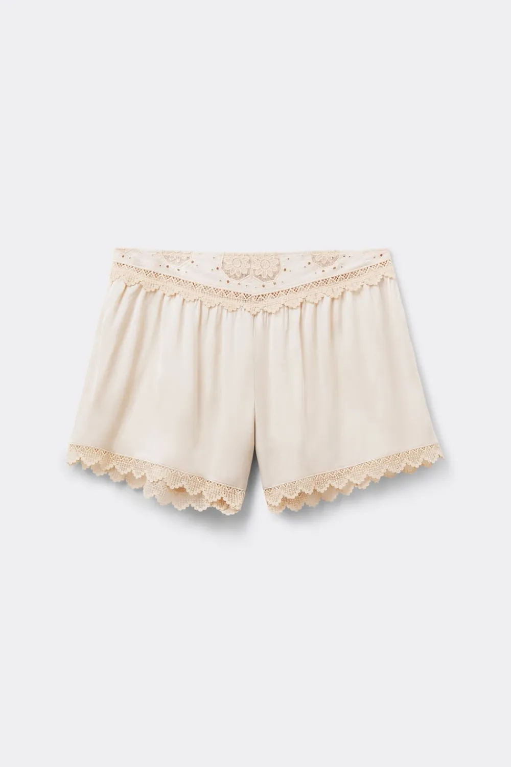 Odzież Domowa|Piżamy Krótkie>Intimissimi Krótkie Spodenki z Satyny Wiskozowej Midsummer Dream beige - 118k - natural/cream beige