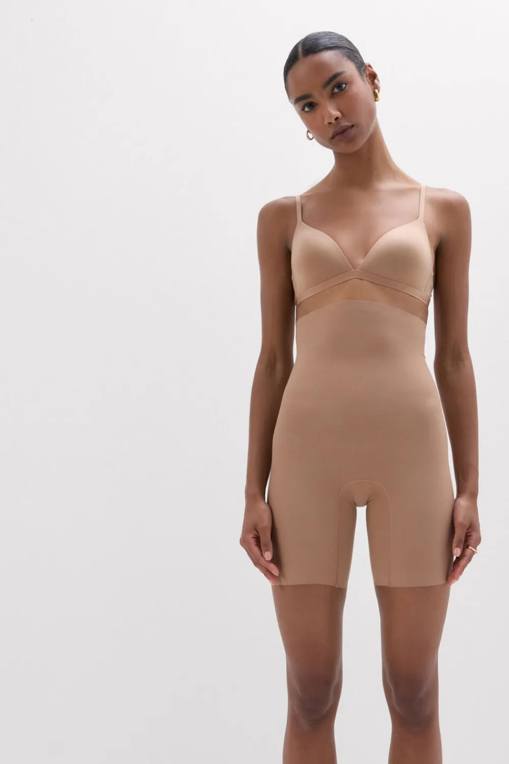 Bokserki|Z Wysokim Stanem>Intimissimi Lekko Modelujące Spodenki Bawełniane zWysokim Stanem naturalny - 417i - cappuccino