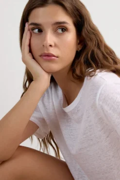 T-shirty|Len>Intimissimi Lniana Bluzka z Krótkim Rękawem The Pure Linen biały - 001 - biały