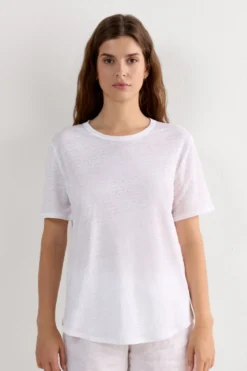 T-shirty|Len>Intimissimi Lniana Bluzka z Krótkim Rękawem The Pure Linen biały - 001 - biały
