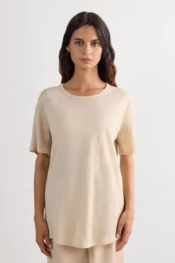T-shirty|Len>Intimissimi Lniana Bluzka z Krótkim Rękawem The Pure Linen naturalny - 913i - cord beige
