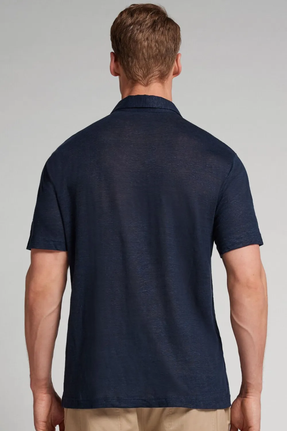 Polo|Len>Intimissimi Lniana Koszulka Polo z Krótkim Rękawem niebieski - 585j - blu oceano