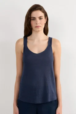 Topy|Len>Intimissimi Lniana Podkoszulka The Pure Linen - 243j - sailor blue