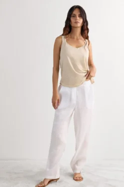 Topy|Len>Intimissimi Lniana Podkoszulka The Pure Linen naturalny - 913i - cord beige