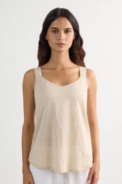 Topy|Len>Intimissimi Lniana Podkoszulka The Pure Linen naturalny - 913i - cord beige