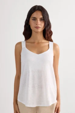 Topy|Len>Intimissimi Lniana Podkoszulka The Pure Linen biały - 001 - biały