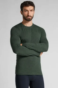 Bluzki Z Długim Rękawem|Wełna Merino>Intimissimi Longsleeve męski z wełny merino - 981j - verde scuro melange