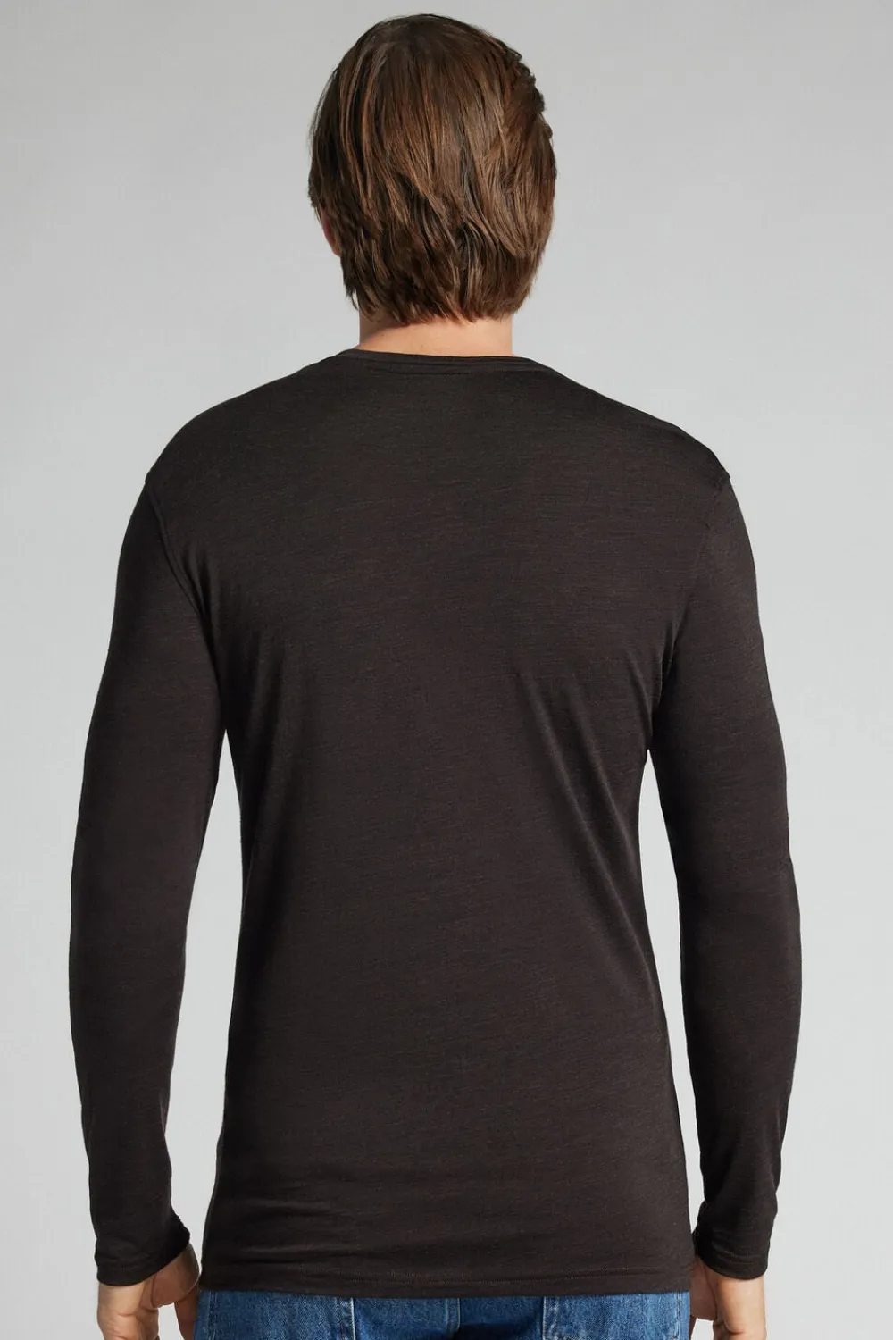 Bluzki Z Długim Rękawem|Wełna Merino>Intimissimi Longsleeve męski z wełny merino - 775j - brown melange