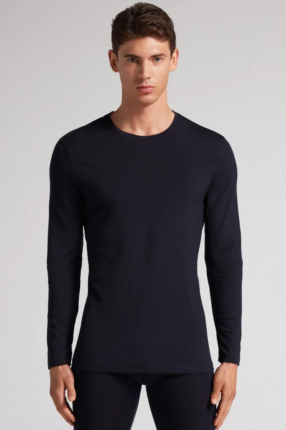 Bluzki Z Długim Rękawem|Wełna Merino>Intimissimi Longsleeve męski z wełny merino niebieski - 800 - blu notte
