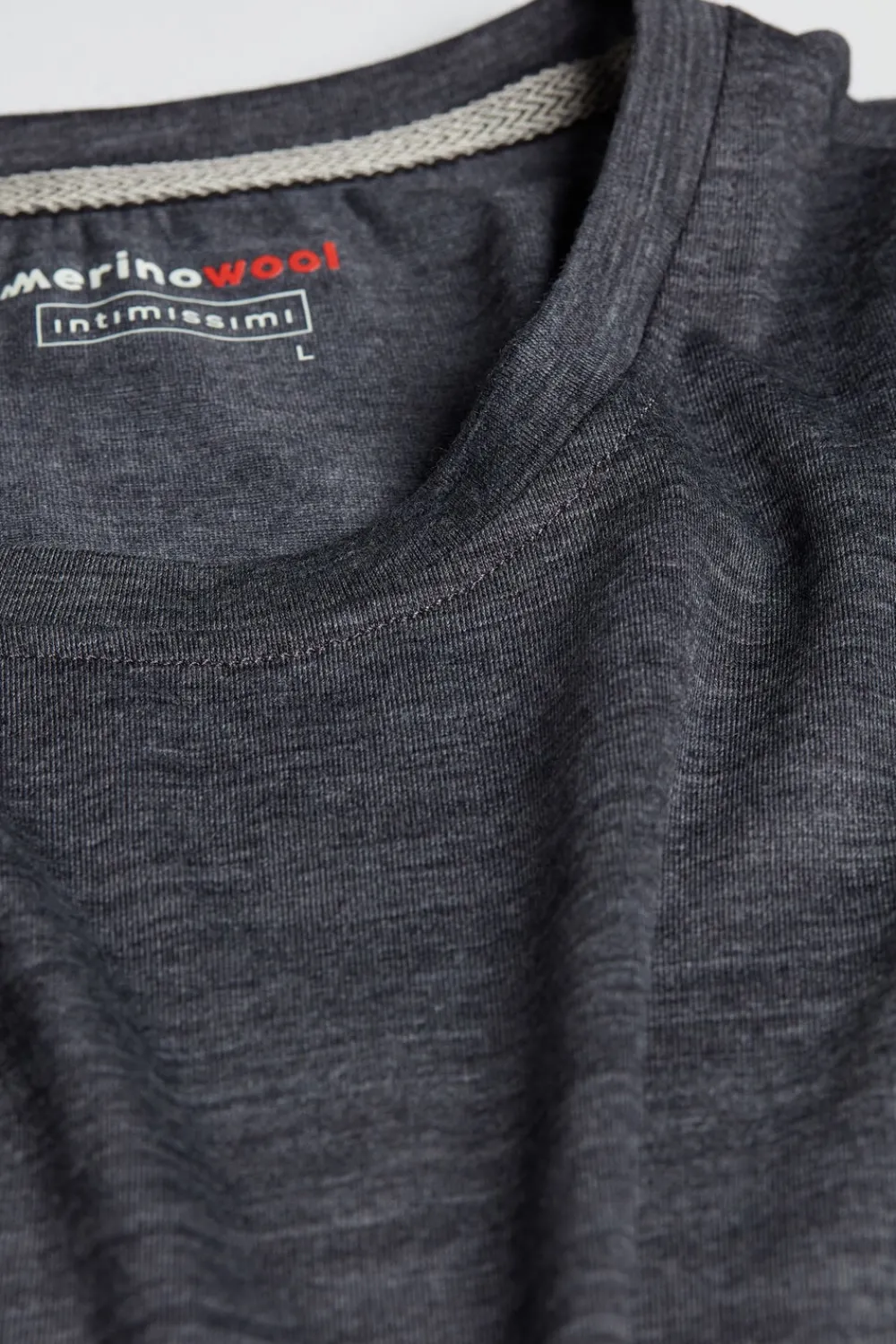 Bluzki Z Długim Rękawem|Wełna Merino>Intimissimi Longsleeve męski z wełny merino ciemnoszary - 7522 - antracyt melanż