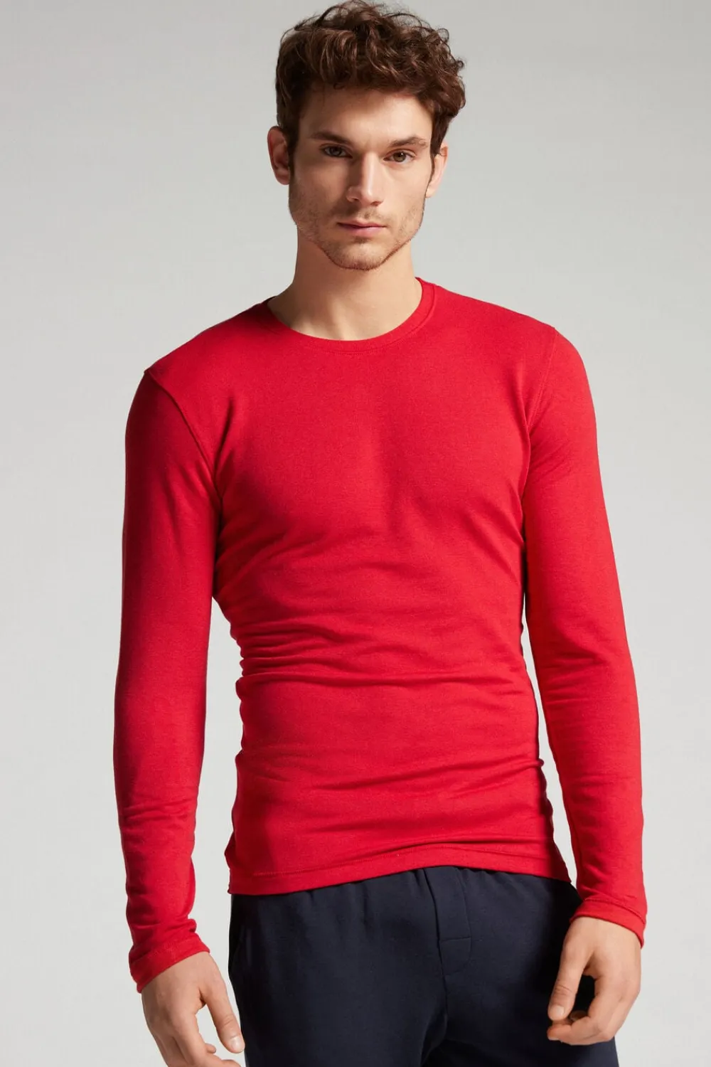 Bluzki Z Długim Rękawem|Kolekcja Termiczna Z Kaszmirem>Intimissimi Longsleeve z Modalu z Kaszmirem z Dekoltem Pod Szyję czerwony - 887 - czerwony