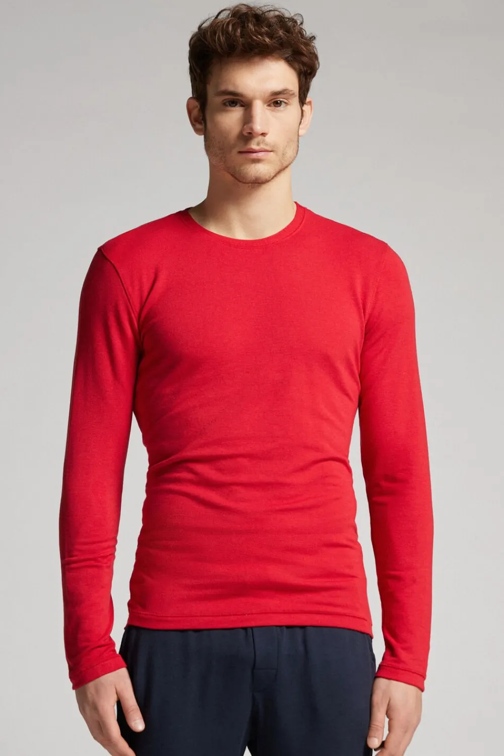 Bluzki Z Długim Rękawem|Kolekcja Termiczna Z Kaszmirem>Intimissimi Longsleeve z Modalu z Kaszmirem z Dekoltem Pod Szyję czerwony - 887 - czerwony