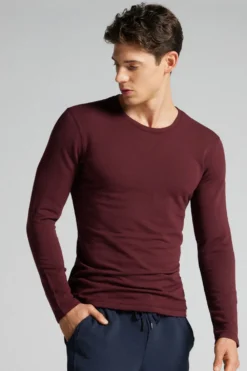 Bluzki Z Długim Rękawem|Kolekcja Termiczna Z Kaszmirem>Intimissimi Longsleeve z Modalu z Kaszmirem z Dekoltem Pod Szyję burgundia - 405j - burgundy