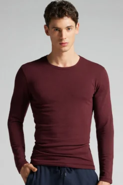 Bluzki Z Długim Rękawem|Kolekcja Termiczna Z Kaszmirem>Intimissimi Longsleeve z Modalu z Kaszmirem z Dekoltem Pod Szyję burgundia - 405j - burgundy