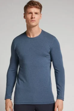 Bluzki Z Długim Rękawem|Kolekcja Termiczna Z Kaszmirem>Intimissimi Longsleeve z Modalu z Kaszmirem z Dekoltem Pod Szyję - 5210 - denim melange