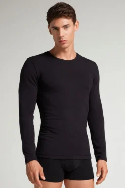 Bluzki Z Długim Rękawem|Kolekcja Termiczna Z Kaszmirem>Intimissimi Longsleeve z Modalu z Kaszmirem z Dekoltem Pod Szyję czarny - 019 - czarny