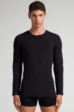 Bluzki Z Długim Rękawem|Kolekcja Termiczna Z Kaszmirem>Intimissimi Longsleeve z Modalu z Kaszmirem z Dekoltem Pod Szyję czarny - 019 - czarny