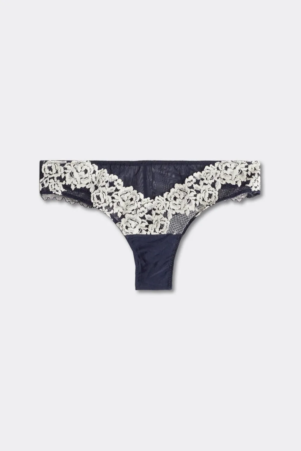 Brazyliany|Koronka>Intimissimi Majtki Brazyliany Koronkowe: Pretty Flowers kremowy - 347i - blu intenso/vaniglia
