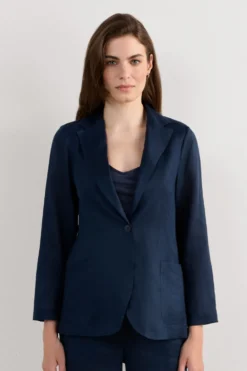 Kardigany / Marynarki|Len>Intimissimi Marynarka zPłótna Lnianego The Pure Linen - 243j - sailor blue