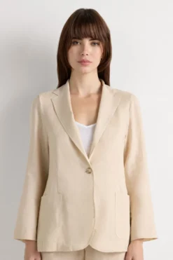 Kardigany / Marynarki|Len>Intimissimi Marynarka zPłótna Lnianego The Pure Linen - 913i - cord beige
